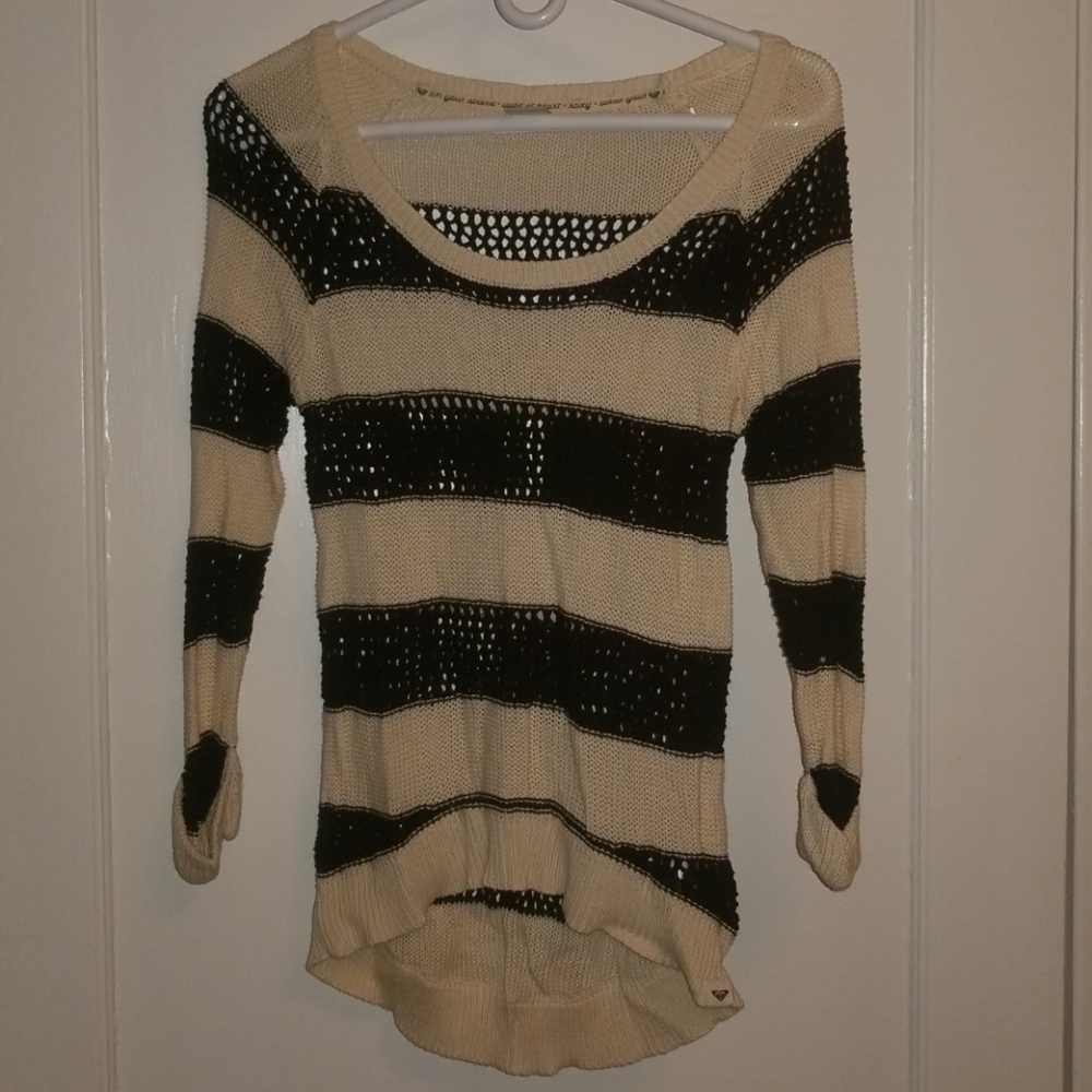 Roxy cream and black striped knit sweater